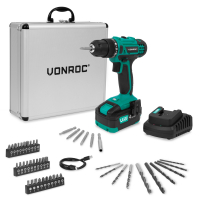 Cordless Drill 20V | Incl. 4.0Ah Battery, Charger, and 46 accessories in premium case