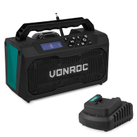 Jobsite radio 20V – 2.0Ah - FM, bluetooth & USB | incl. battery and quick charger