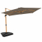 Parasol cantilever Pisogne 300x300cm - Parasol haut de gamme - aspect bois - Taupe | Incl. dalles de parasol à remplir 