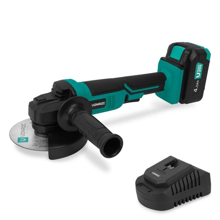 Meuleuse d'angle sans fil Ø125mm | Avec batterie 4.0Ah et chargeur rapide main product photo