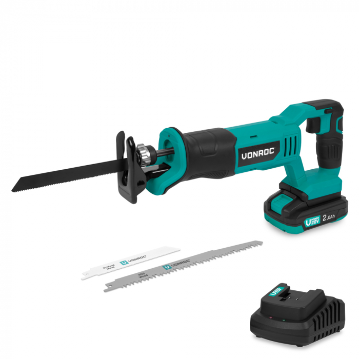 Cordless Reciprocating Saw 20V | Incl. 3 Saw blades - Incl. 2.0Ah battery and charger main product photo