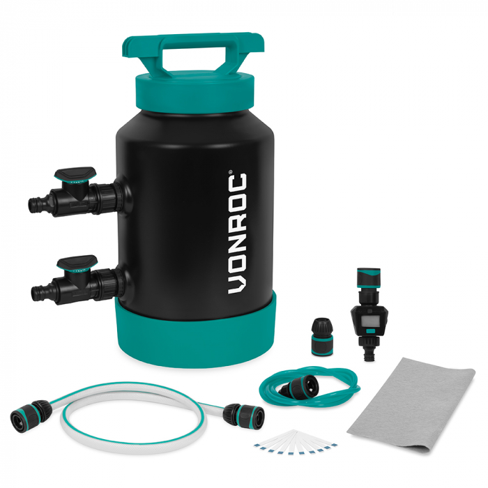 Adoucisseur d'eau│avec débitmètre, bandes d'essai, tuyaux et connecteurs main product photo